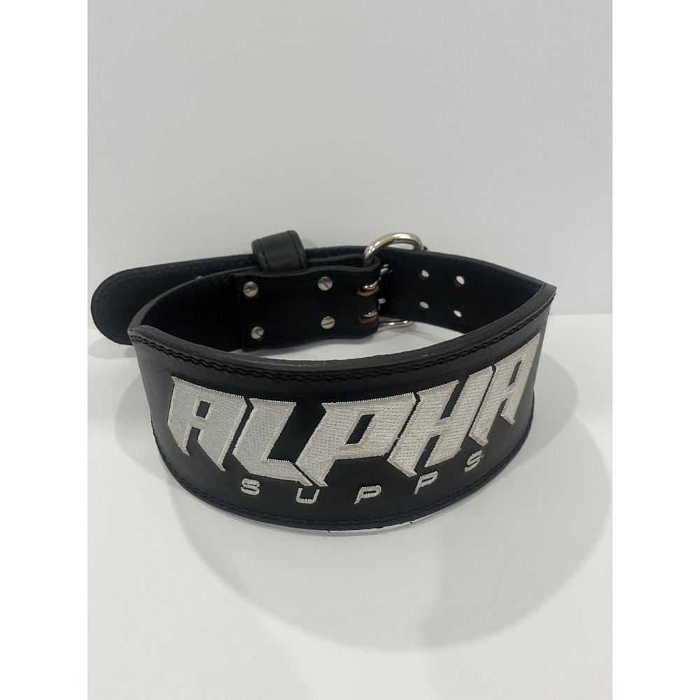 Alpha‎ Supps Black Leather Weightlifting Belt Gym Support
